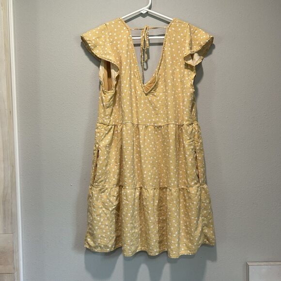Abercrombie Fitch Dress Medium Pockets Polka Dot Festival V Neck Tiered Lined - Picture 4 of 10